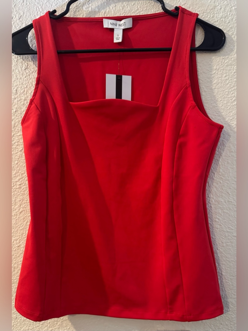 NWT Nine West Bold Red Square-Neck Tank